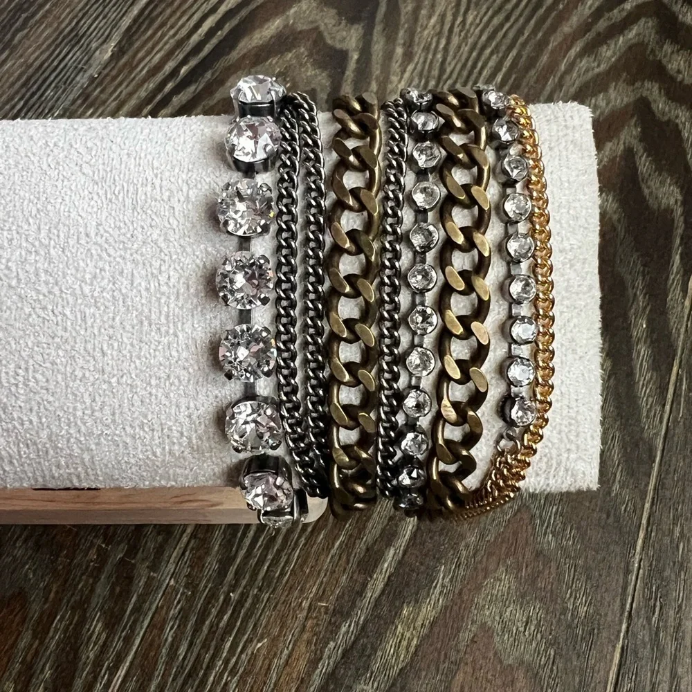 🚨🚨RARE Sorrelli Gold and Silver Rhinestone Mix Metal Wrap Bracelet Necklace